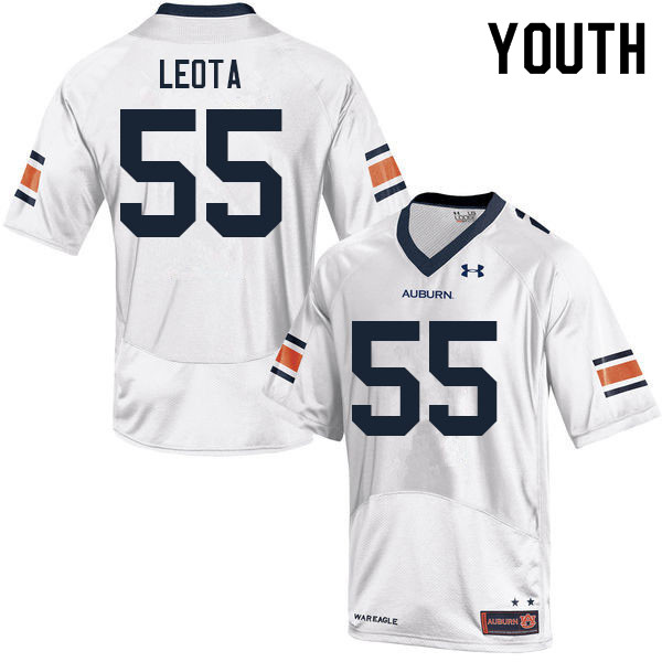 Youth Auburn Tigers #55 Eku Leota White 2021 College Stitched Football Jersey